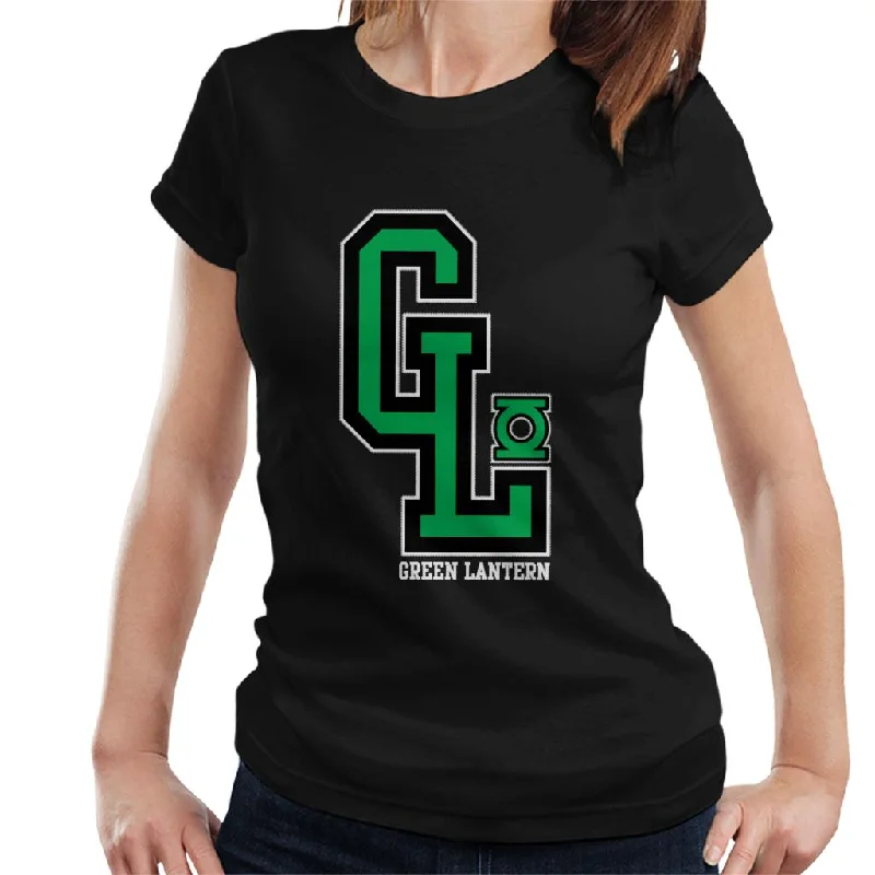 Green Lantern GL College Sports Initials Women's T-Shirt Cashmere Blend Cotton Blend Poly Blend Green Lantern GL College Sports Initials Women's T-Shirt Cashmere Blend Cotton Blend Poly Blend