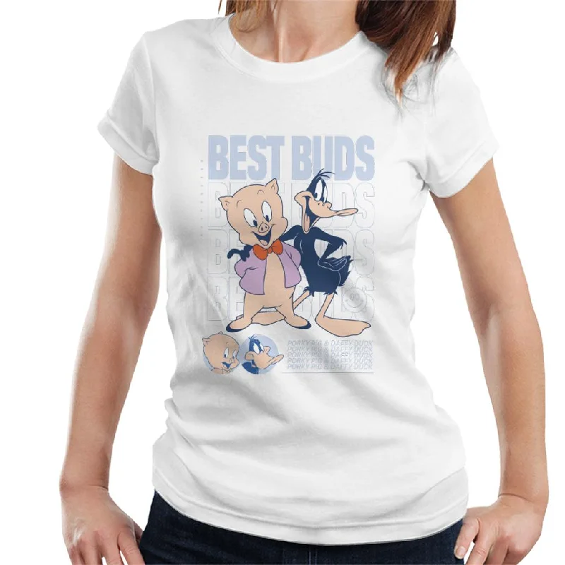 Looney Tunes Porky Pig Daffy Duck Best Buds Women's T-Shirt Cashmere Blend Cotton Blend Poly Blend Looney Tunes Porky Pig Daffy Duck Best Buds Women's T-Shirt Cashmere Blend Cotton Blend Poly Blend