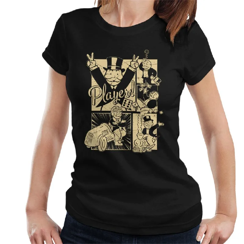 Monopoly Man Player Montage Women's T-Shirt Cotton Fabric Linen Fabric Terry Fabric