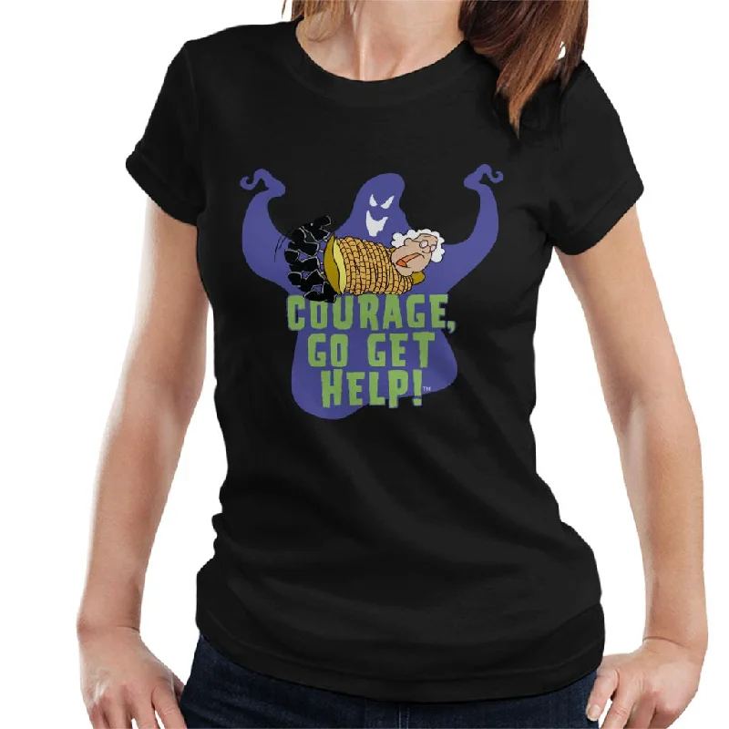 Courage The Cowardly Dog Halloween Muriel Go Get Help Women's T-Shirt Faux Fur Fabric Real Fur Fabric Shearling Fabric