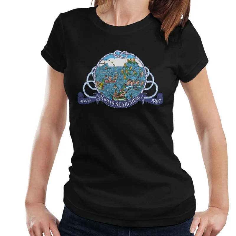 Where's Wally Always Searching Women's T-Shirt Embroidered Appliqued Beaded