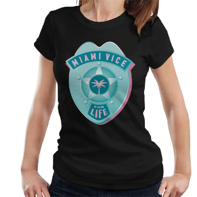 Miami Vice For Life Police Badge Women's T-Shirt Elasticated Padded Insulated