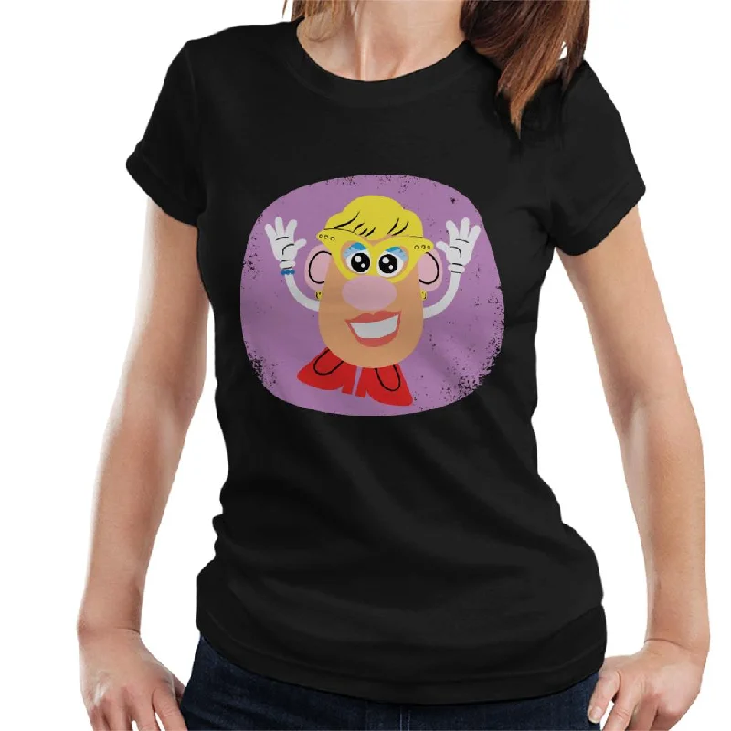 Mrs Potato Head Happy Women's T-Shirt Hooded Caped Shawl Collar