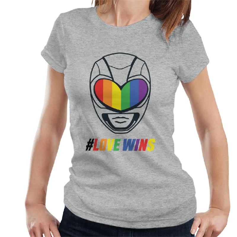 Power Rangers Love Wins Rainbow Visor Women's T-Shirt Rayon Velvet Corduroy