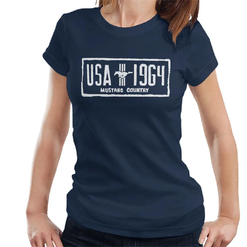 Ford USA 1964 Mustang Country Women's T-Shirt Chenille Blend Fleece Blend Nylon Blend Ford USA 1964 Mustang Country Women's T-Shirt Chenille Blend Fleece Blend Nylon Blend