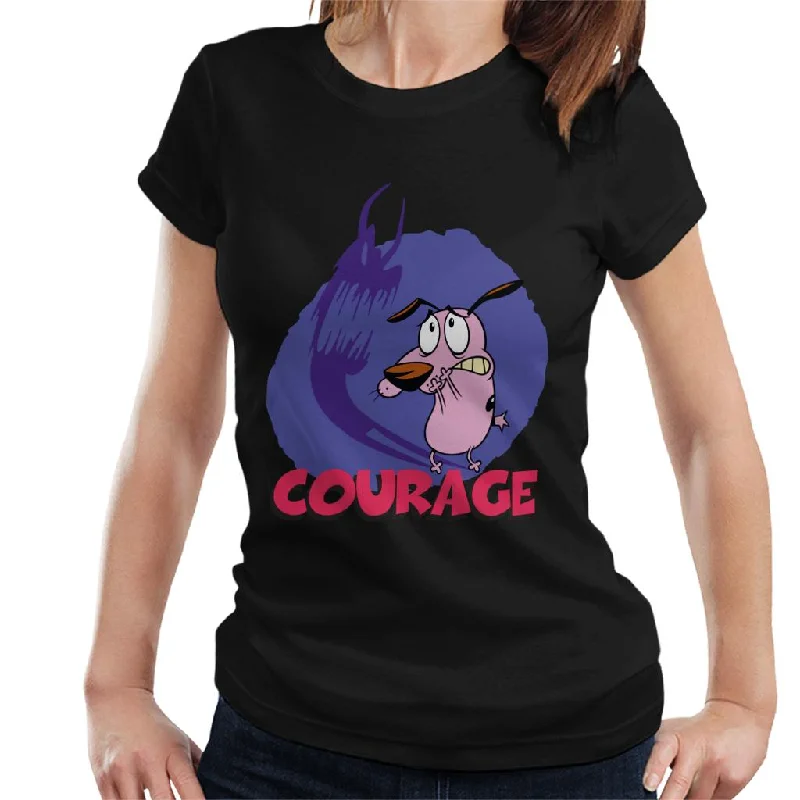 Courage The Cowardly Dog Halloween Scary Shadow Women's T-Shirt Satin Fabric Silk Fabric Chiffon Fabric