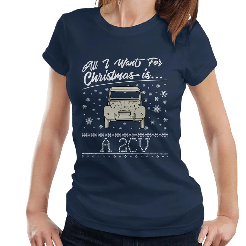 Citroen Christmas All I Want For Christmas Is A 2CV Women's T-Shirt Houndstooth Herringbone Solid Citroen Christmas All I Want For Christmas Is A 2CV Women's T-Shirt Houndstooth Herringbone Solid