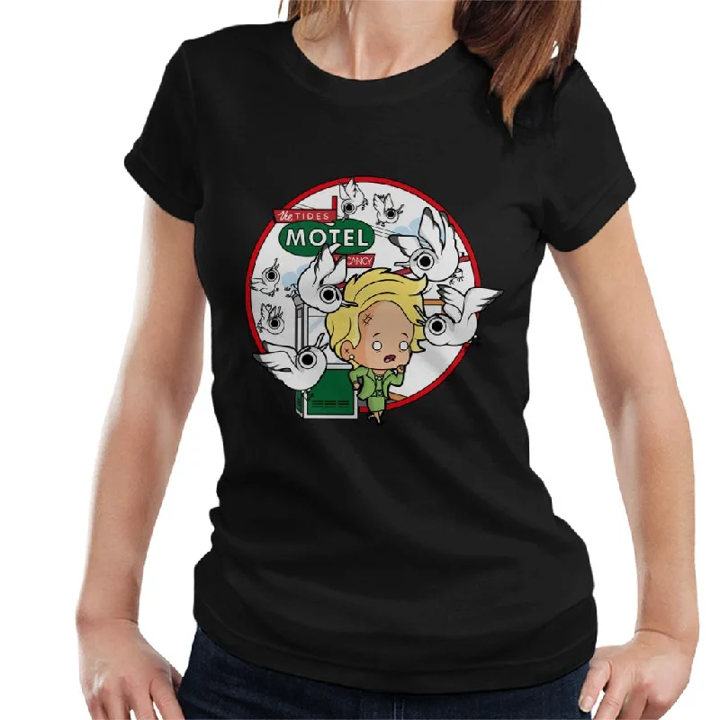 The Birds Cartoon The Tides Motel Scene Women's T-Shirt Faux Fur Fabric Real Fur Fabric Shearling Fabric The Birds Cartoon The Tides Motel Scene Women's T-Shirt Faux Fur Fabric Real Fur Fabric Shearling Fabric