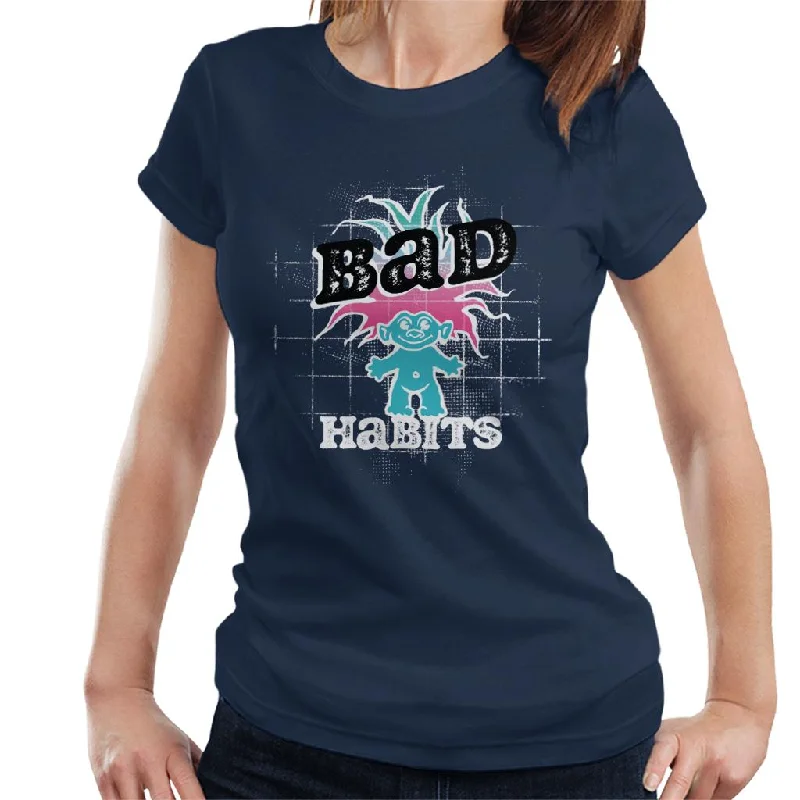 Trolls Bad Habits Pink And Blue Gradient Hair Women's T-Shirt Fleece Fabric Down Fabric Feather Fabric Trolls Bad Habits Pink And Blue Gradient Hair Women's T-Shirt Fleece Fabric Down Fabric Feather Fabric