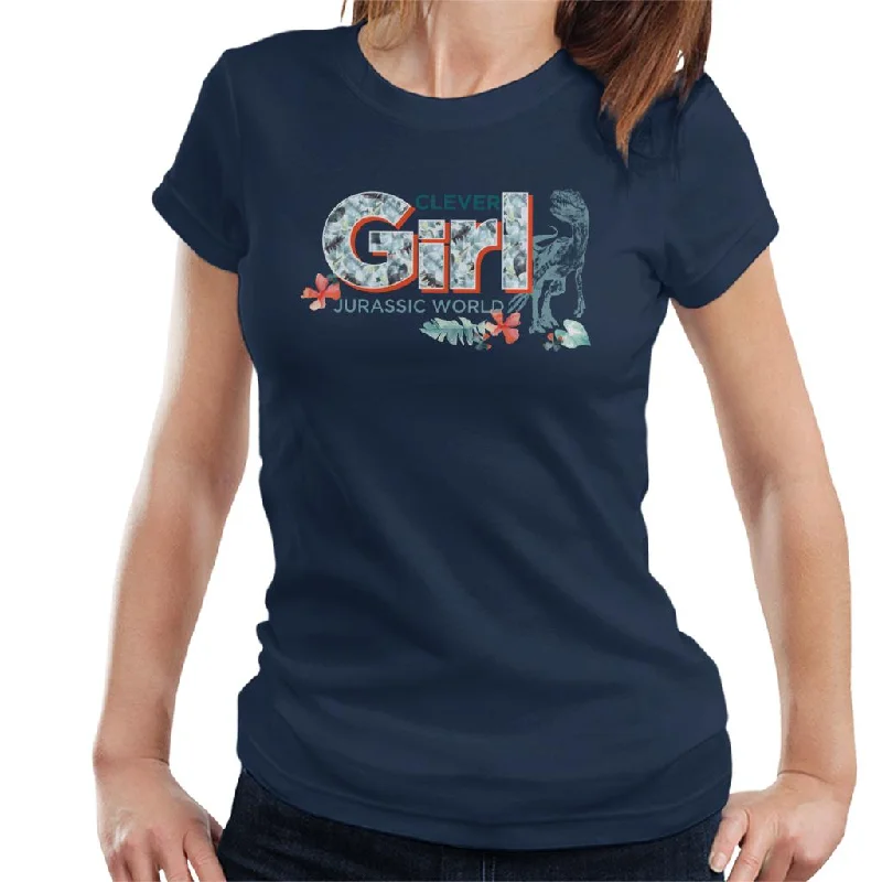 Jurassic Park Clever Girl Floral Aesthetic Women's T-Shirt Collared T-Shirt Boat Neck A-Line Jurassic Park Clever Girl Floral Aesthetic Women's T-Shirt Collared T-Shirt Boat Neck A-Line