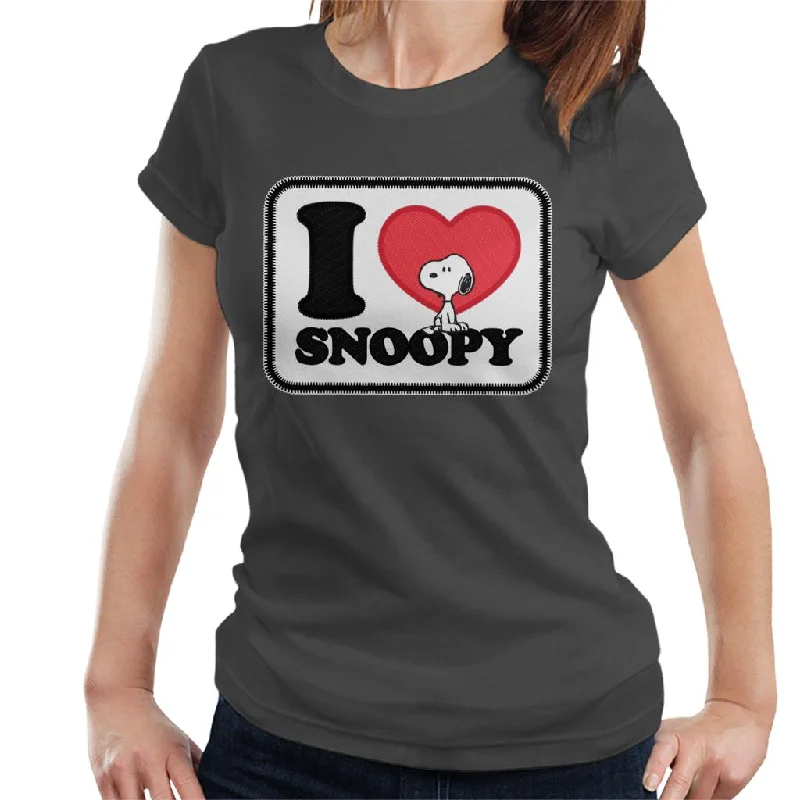 Peanuts I Love Snoopy Badge Women's T-Shirt Elasticated Padded Insulated