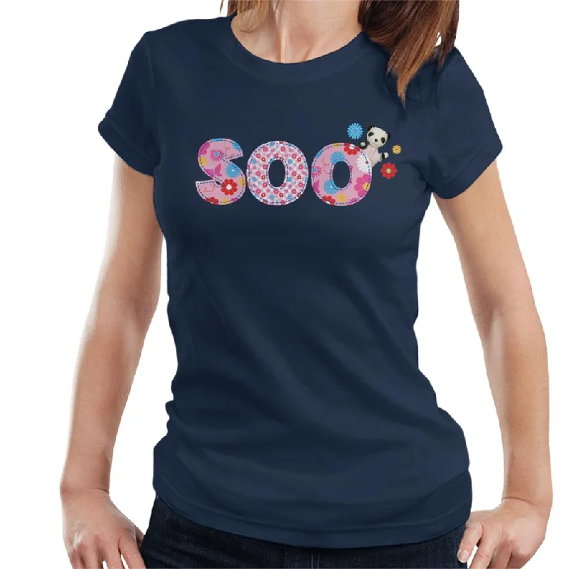 Sooty Soo Floral Pattern Text Women's T-Shirt Lace Blend Ribbed Blend Corduroy Blend