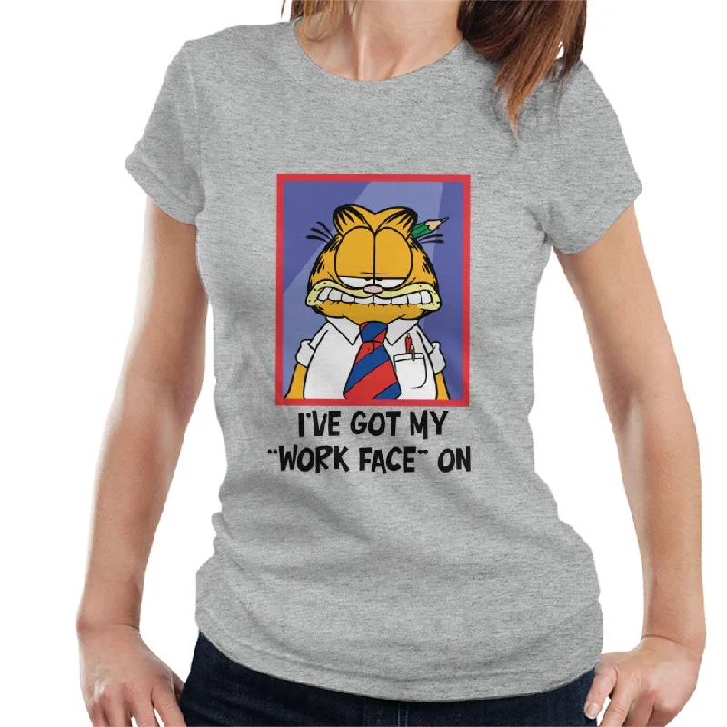Garfield Got My Work Face On Women's T-Shirt Welt Pockets Slit Pockets