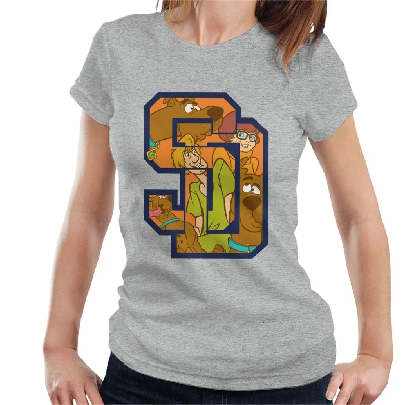 Scooby Doo Interlocking SD Women's T-Shirt Silk Blend Satin Velvet