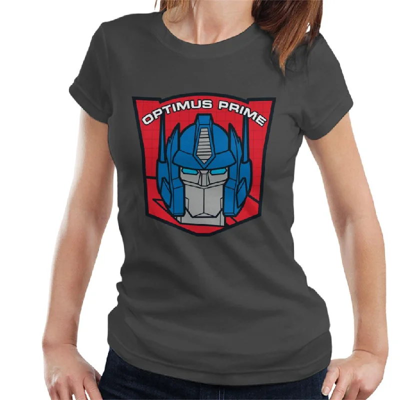 Transformers Optimus Prime Retro Red Badge Women's T-Shirt Collared T-Shirt Boat Neck A-Line Transformers Optimus Prime Retro Red Badge Women's T-Shirt Collared T-Shirt Boat Neck A-Line