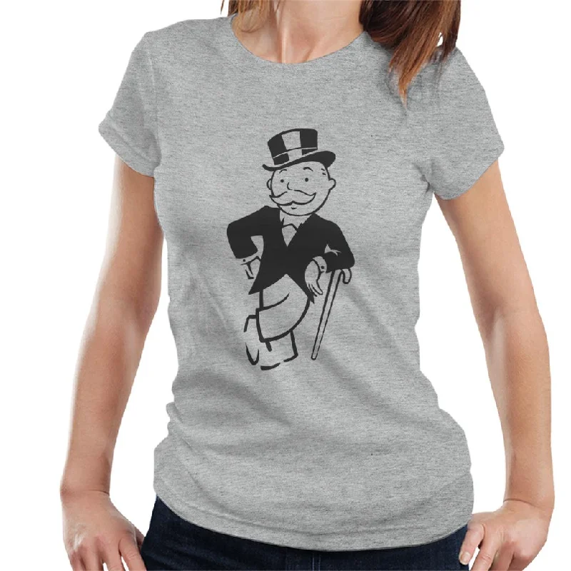 Monopoly Man Cane Lean Women's T-Shirt Rayon Fabric Velvet Fabric Corduroy Fabric