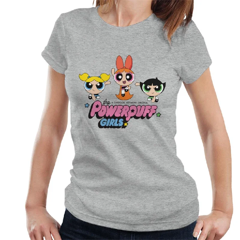 Powerpuff Girls Trio Blossom Jump Women's T-Shirt Mesh Blend Leather Blend Suede Blend Powerpuff Girls Trio Blossom Jump Women's T-Shirt Mesh Blend Leather Blend Suede Blend