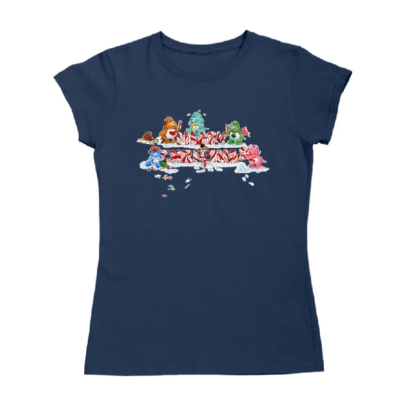 Care Bears Christmas Merry Xmas Candy Cane Women's T-Shirt Spandex Blend Rayon Blend Denim Blend