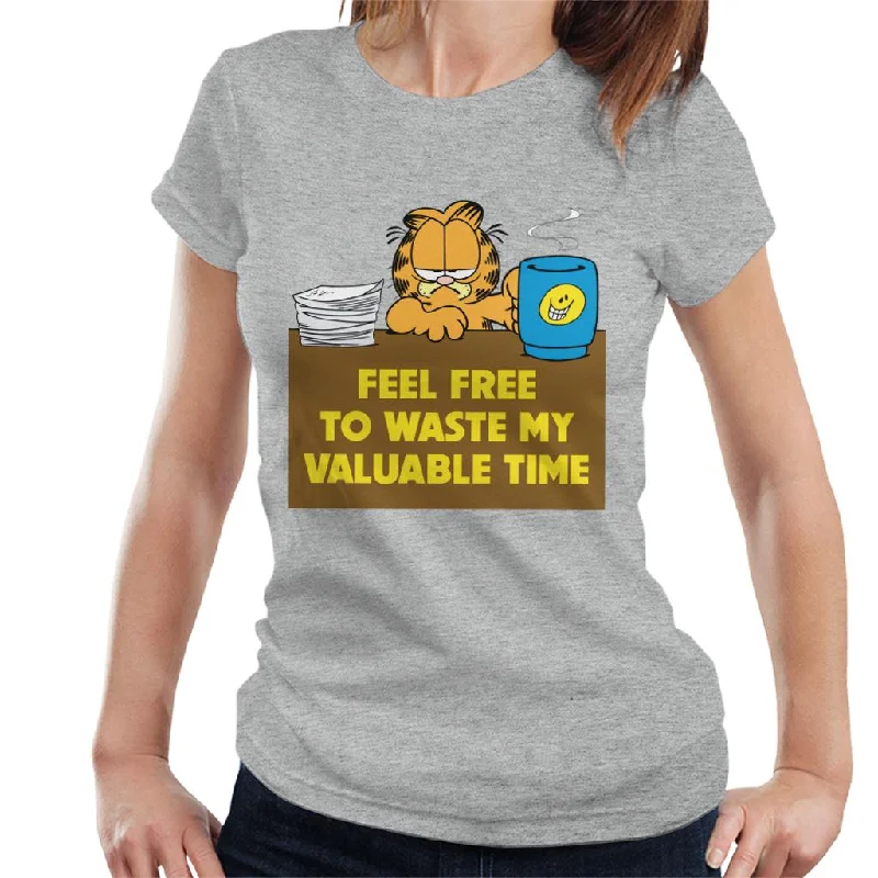 Garfield Waste My Valuable Time Women's T-Shirt Print Jacquard Patchwork