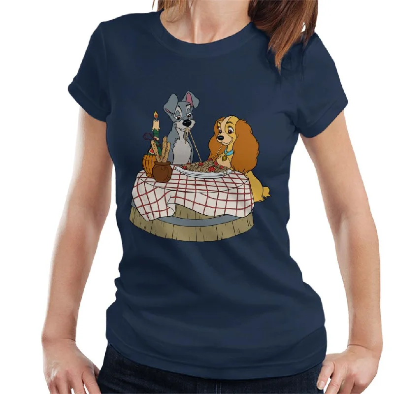 Disney Lady And The Tramp Spaghetti Scene Women's T-Shirt Fashionable Trendy Casual