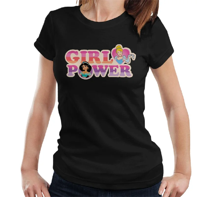 Disney Princesses Girl Power Cinderella And Jasmine Women's T-Shirt Mesh Blend Leather Blend Suede Blend Disney Princesses Girl Power Cinderella And Jasmine Women's T-Shirt Mesh Blend Leather Blend Suede Blend