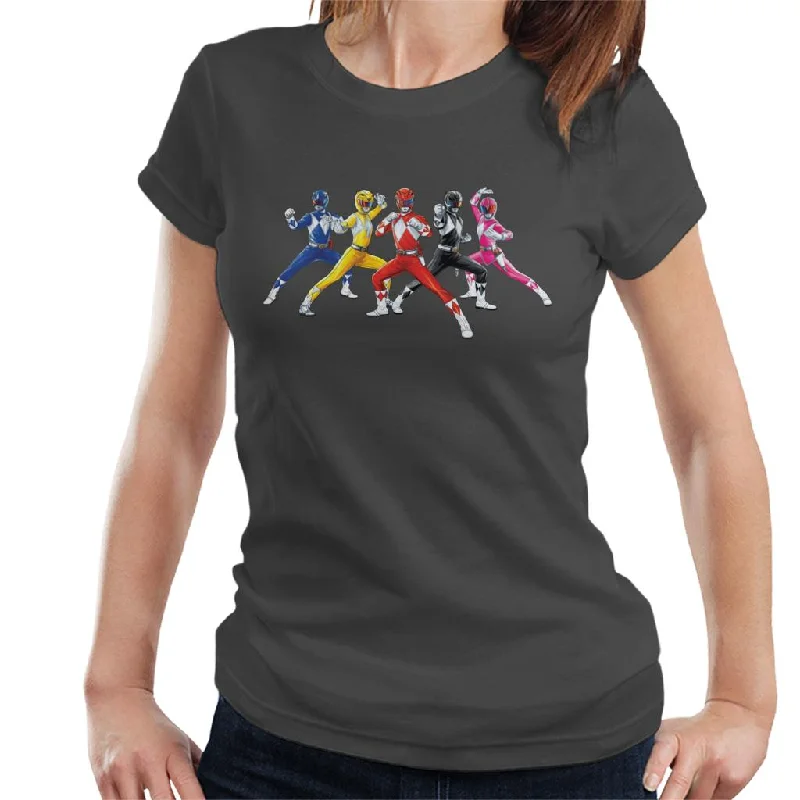 Power Rangers Fighting Pose Women's T-Shirt Mesh Canvas Denim