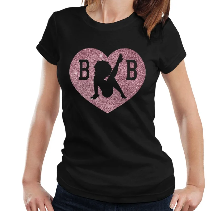 Betty Boop B B Love Heart Silhouette Pink Glitter Women's T-Shirt Terry Blend Velvet Blend Canvas Blend Betty Boop B B Love Heart Silhouette Pink Glitter Women's T-Shirt Terry Blend Velvet Blend Canvas Blend