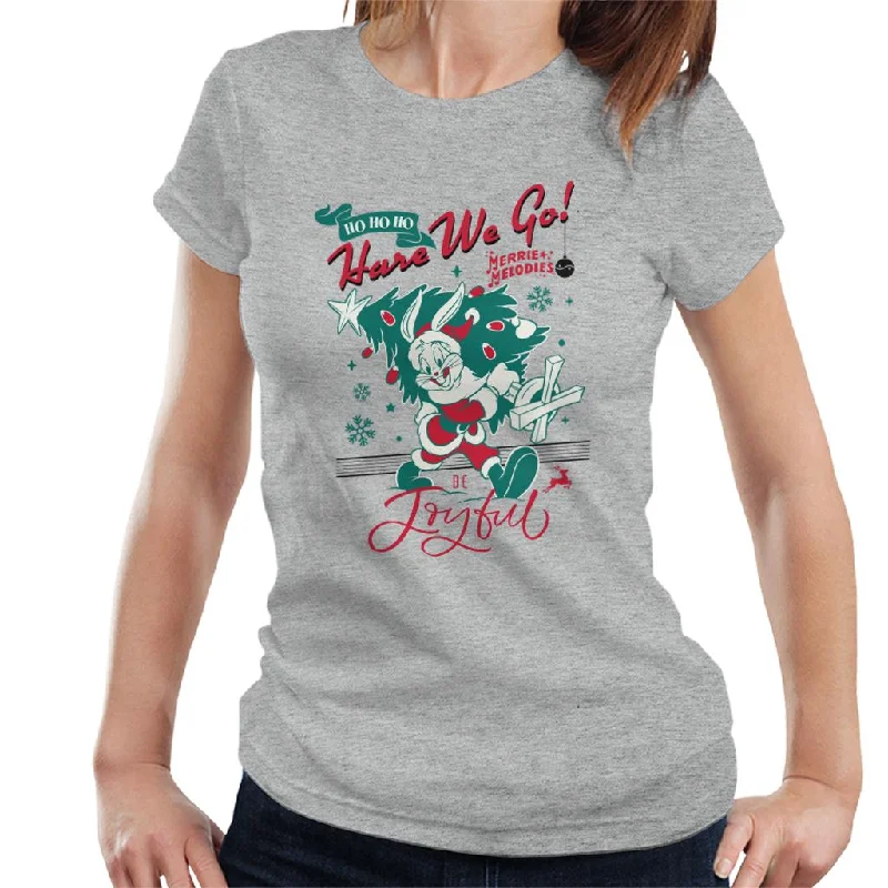 Looney Tunes Christmas Bugs Bunny Be Joyful Women's T-Shirt Collared Crew Neck Turtle Neck Looney Tunes Christmas Bugs Bunny Be Joyful Women's T-Shirt Collared Crew Neck Turtle Neck