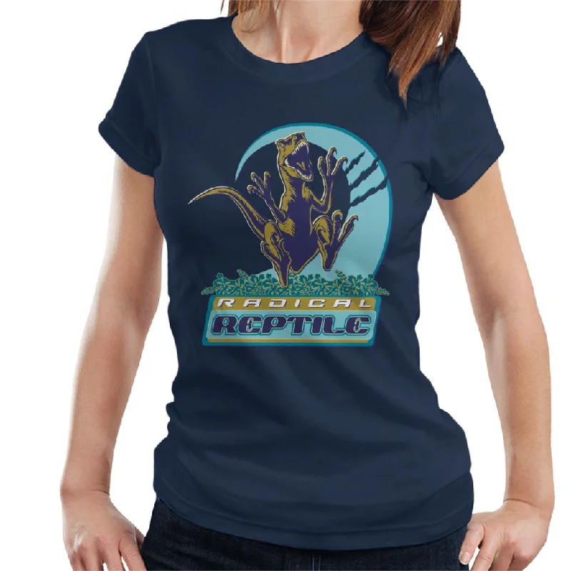 Jurassic Park Radical Reptile Women's T-Shirt V-Neck T-Shirt Long Sleeve Cotton