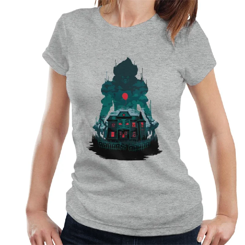 IT Pennywise House Red Balloon Women's T-Shirt Collared Crew Neck Turtle Neck