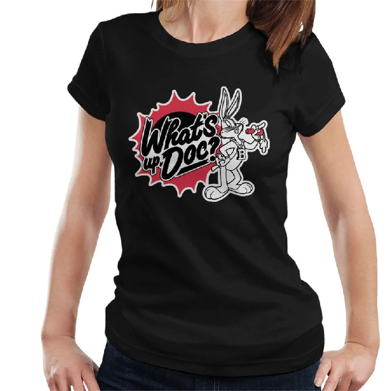Looney Tunes Whats Up Doc Bugs Bunny Retro Women's T-Shirt Print Jacquard Patchwork