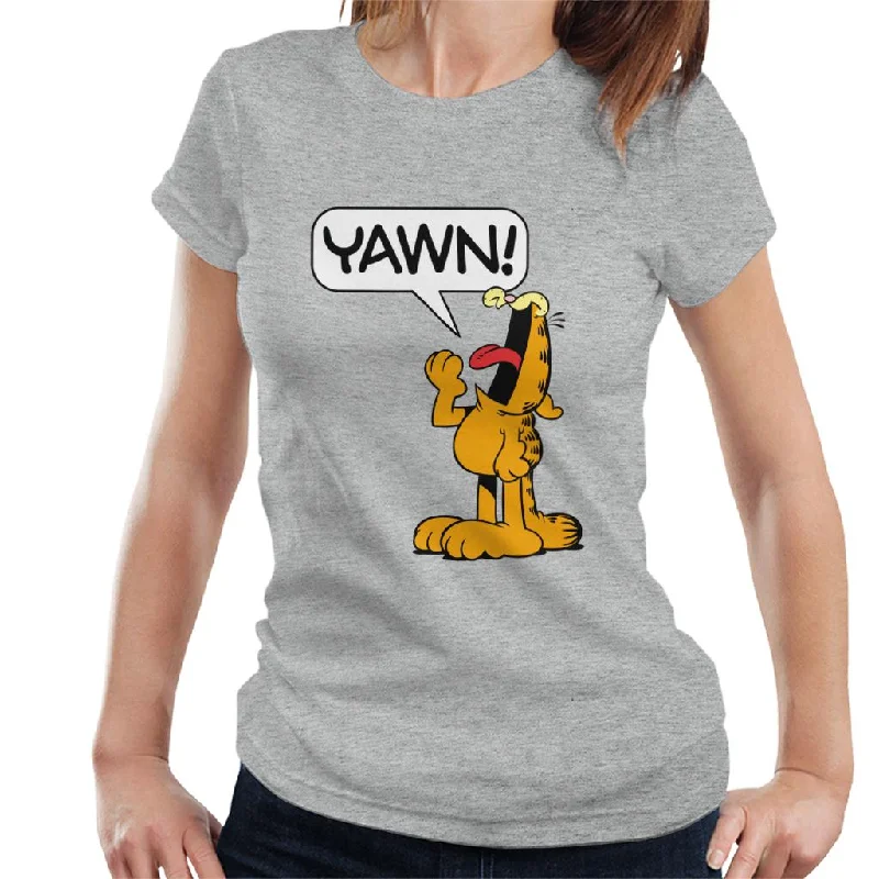 Garfield YAWN Women's T-Shirt Striped Floral Plaid