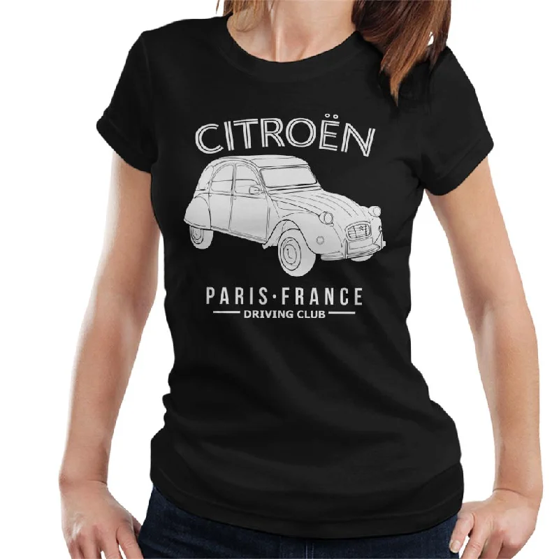 Citroën Driving Club White 2CV Paris France Women's T-Shirt Oversized T-Shirt Spandex breathable Citroën Driving Club White 2CV Paris France Women's T-Shirt Oversized T-Shirt Spandex breathable