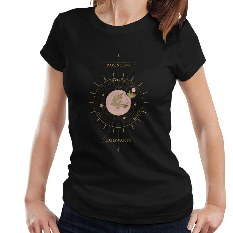 Harry Potter Ravenclaw Gold Emblem Women's T-Shirt Ribbed Striped Patterned
