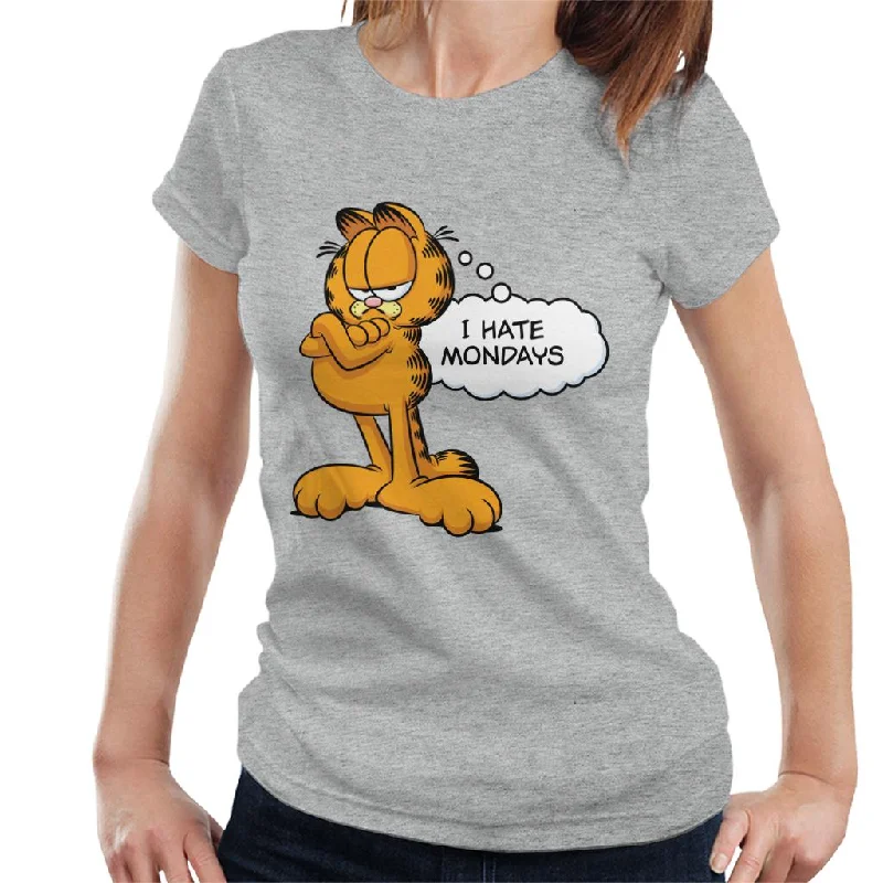 Garfield I Hate Mondays Women's T-Shirt V-Neck T-Shirt Long Sleeve Cotton