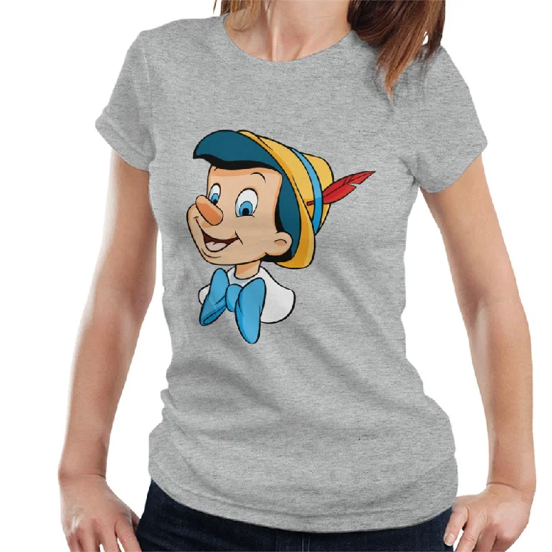 Disney Pinocchio Bow Tie Smile Women's T-Shirt Polka Dot Checkered Tartan