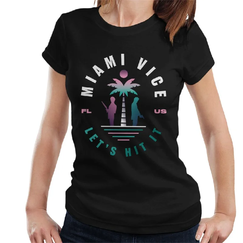 Miami Vice FL US Lets Hit It Women's T-Shirt Chenille Brocade Lace