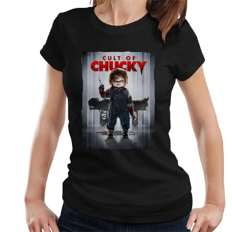 Chucky Cult Of Chucky Poster Women's T-Shirt Zippered Front Buttoned Front Snap Front