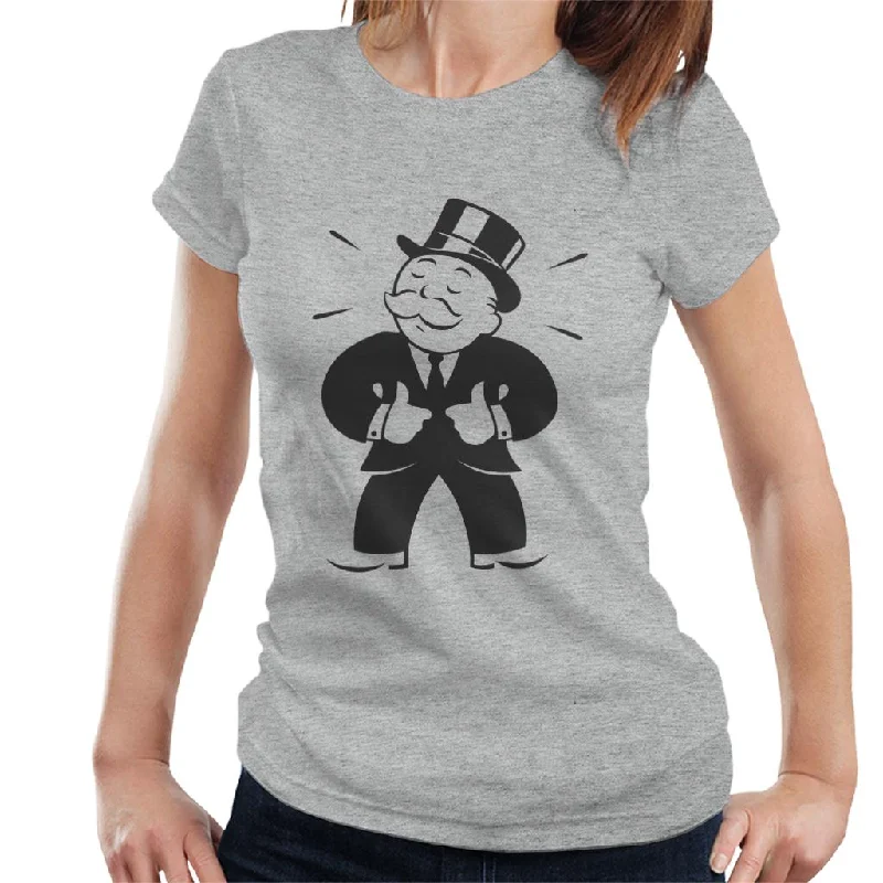 Monopoly Man Thumbs Up Women's T-Shirt Faux Fur Fabric Real Fur Fabric Shearling Fabric