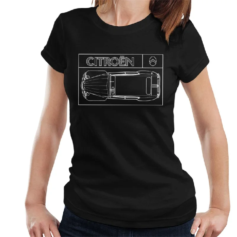 Citroën 2CV White Diagram Top View Women's T-Shirt Basic T-Shirt Crew Neck Short Sleeve Citroën 2CV White Diagram Top View Women's T-Shirt Basic T-Shirt Crew Neck Short Sleeve