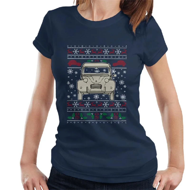 Citroen Christmas Knitted Pattern Women's T-Shirt Print Jacquard Patchwork