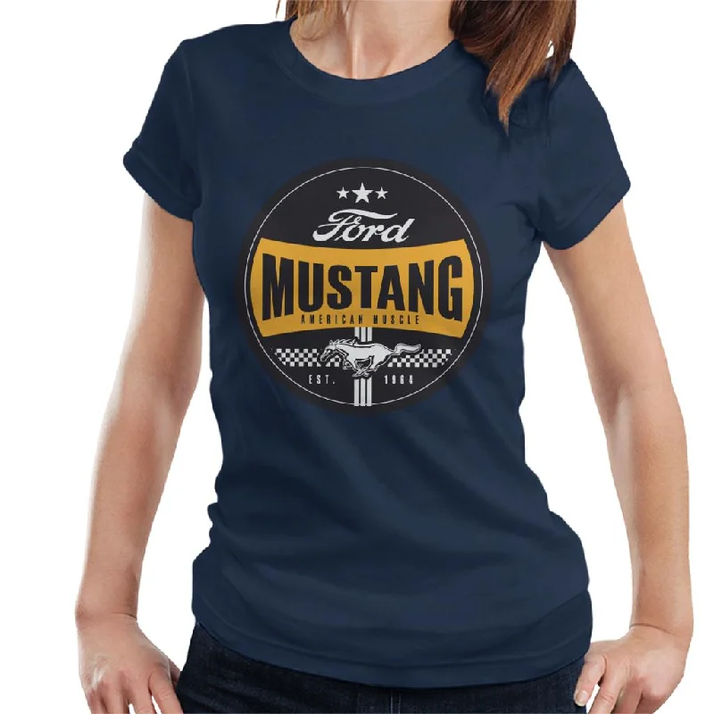 Ford Mustang American Muscle Est 1964 Icon Women's T-Shirt Satin Blend Silk Blend Wool Blend