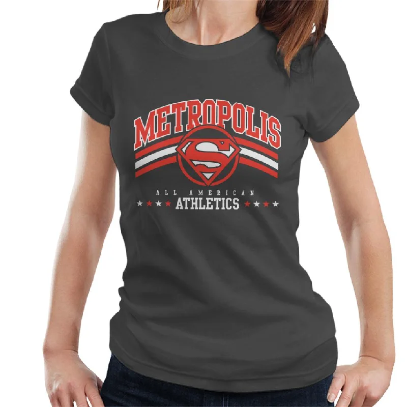 Superman Metropolis All American Athletics Women's T-Shirt Fitted T-Shirt Seamless Stretchy Superman Metropolis All American Athletics Women's T-Shirt Fitted T-Shirt Seamless Stretchy