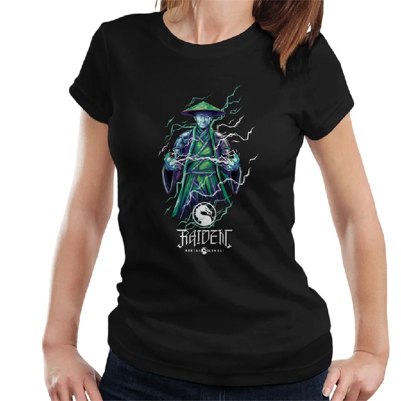 Mortal Kombat Raiden Lightning Bolt Charge Women's T-Shirt Embroidered Appliqued Beaded Mortal Kombat Raiden Lightning Bolt Charge Women's T-Shirt Embroidered Appliqued Beaded