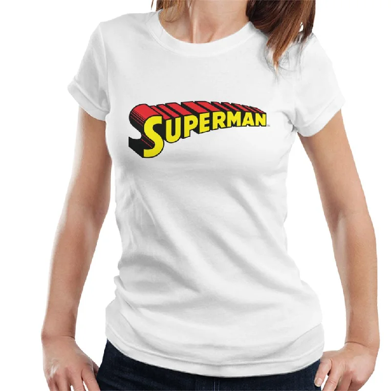 Superman 3 Dimensional Yellow Logo Women's T-Shirt Fitted T-Shirt Seamless Stretchy