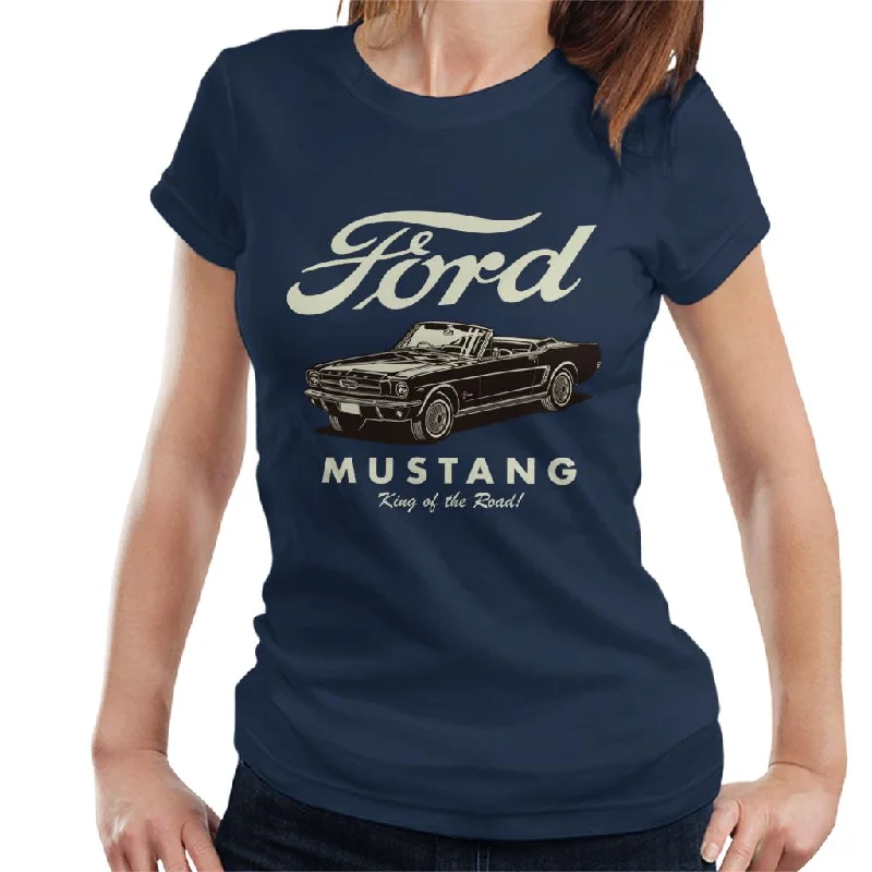 Ford Mustang Convertible King Of The Road Women's T-Shirt Spandex Blend Rayon Blend Denim Blend Ford Mustang Convertible King Of The Road Women's T-Shirt Spandex Blend Rayon Blend Denim Blend
