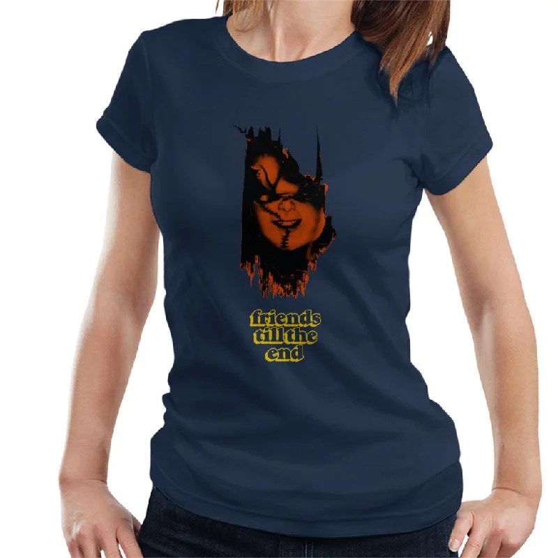 Chucky Friends Till The End Women's T-Shirt Welt Pockets Slit Pockets Flap Pockets