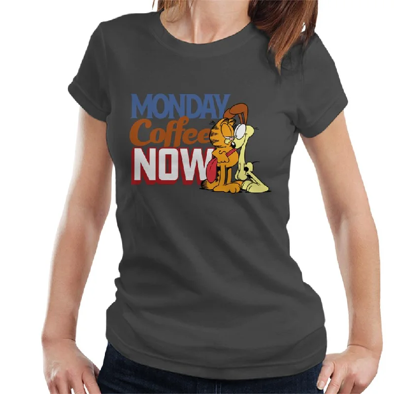 Garfield Monday Coffee Now Women's T-Shirt Mesh Blend Leather Blend Suede Blend