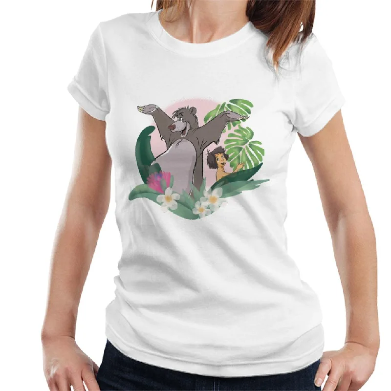 Disney The Jungle Book Mowgli And Baloo Women's T-Shirt Spandex Blend Rayon Blend Denim Blend Disney The Jungle Book Mowgli And Baloo Women's T-Shirt Spandex Blend Rayon Blend Denim Blend