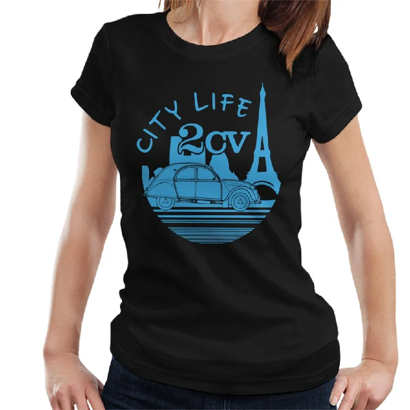Citroen 2CV City Life Paris Women's T-Shirt Mesh Canvas Denim